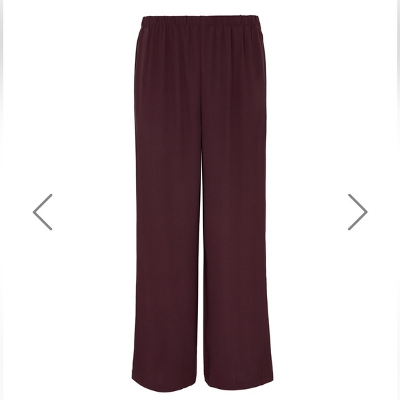 Eileen Fisher Straight-leg Silk-georgette Ankle Pants Wine NWT